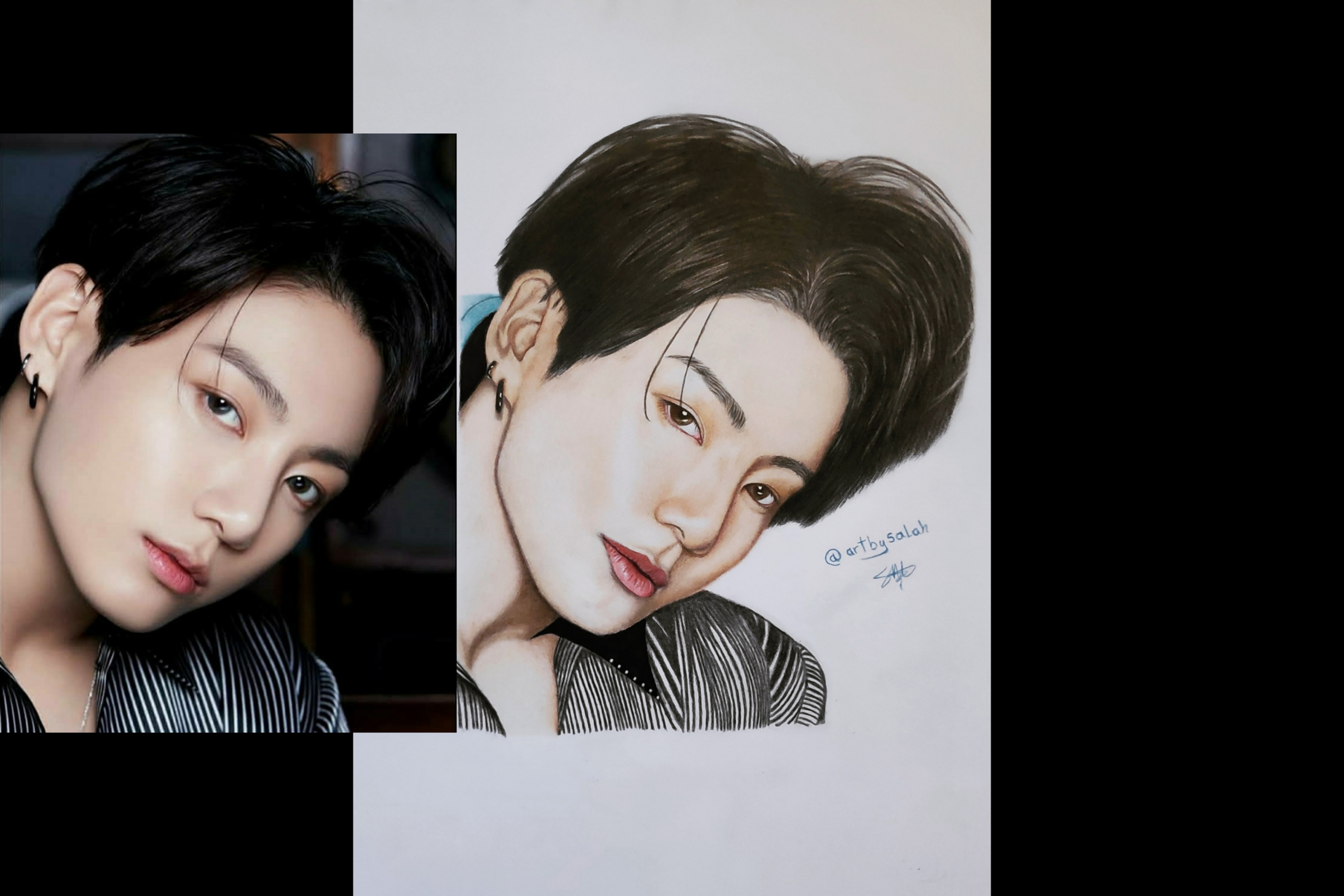 رسم بورتريه بالألوان الخشبية بشكل واقعي لشخص