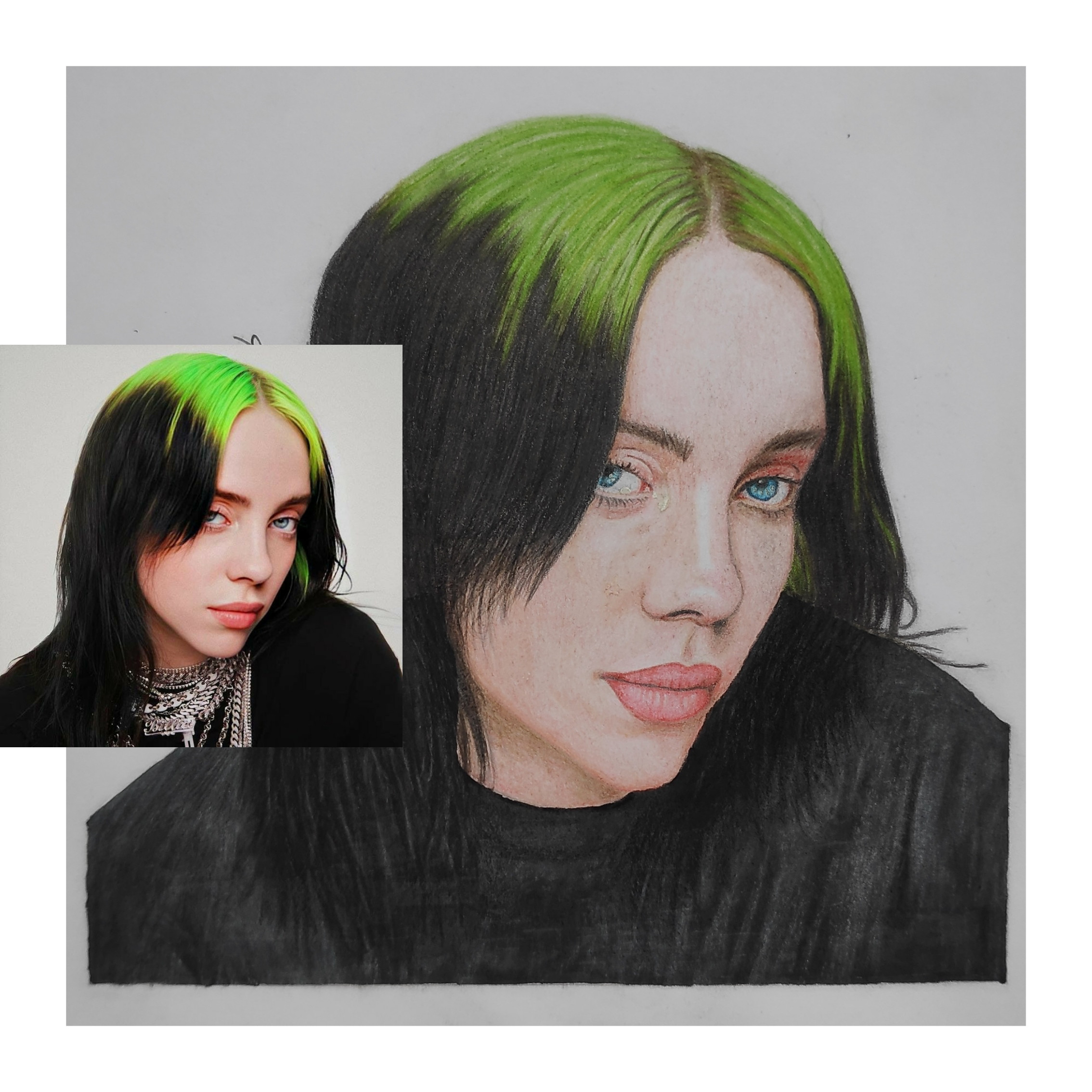 رسم بورتريه بالألوان الخشبية بشكل واقعي لشخص