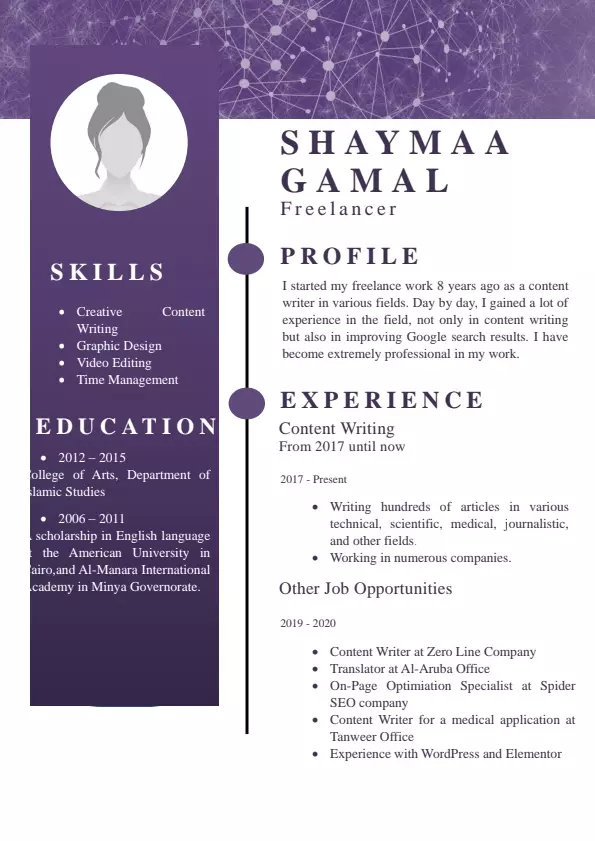 تصميم سيرة ذاتية احترافية