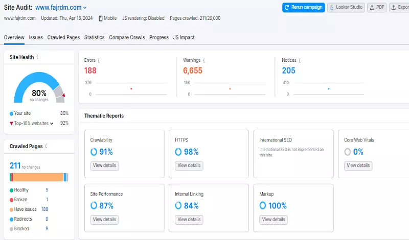 تقرير سيو SEO مفصل لموقعك او متجرك وتحسين محركات البحث