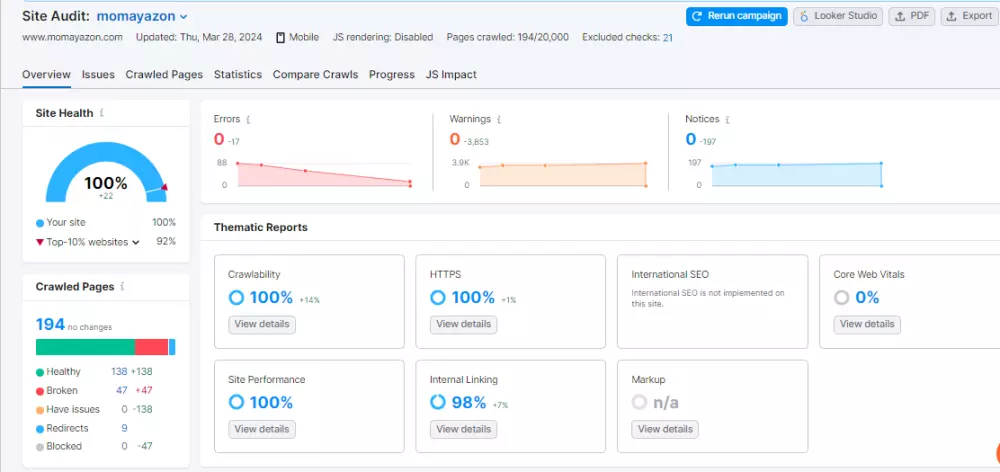 تقرير سيو SEO مفصل لموقعك او متجرك وتحسين محركات البحث