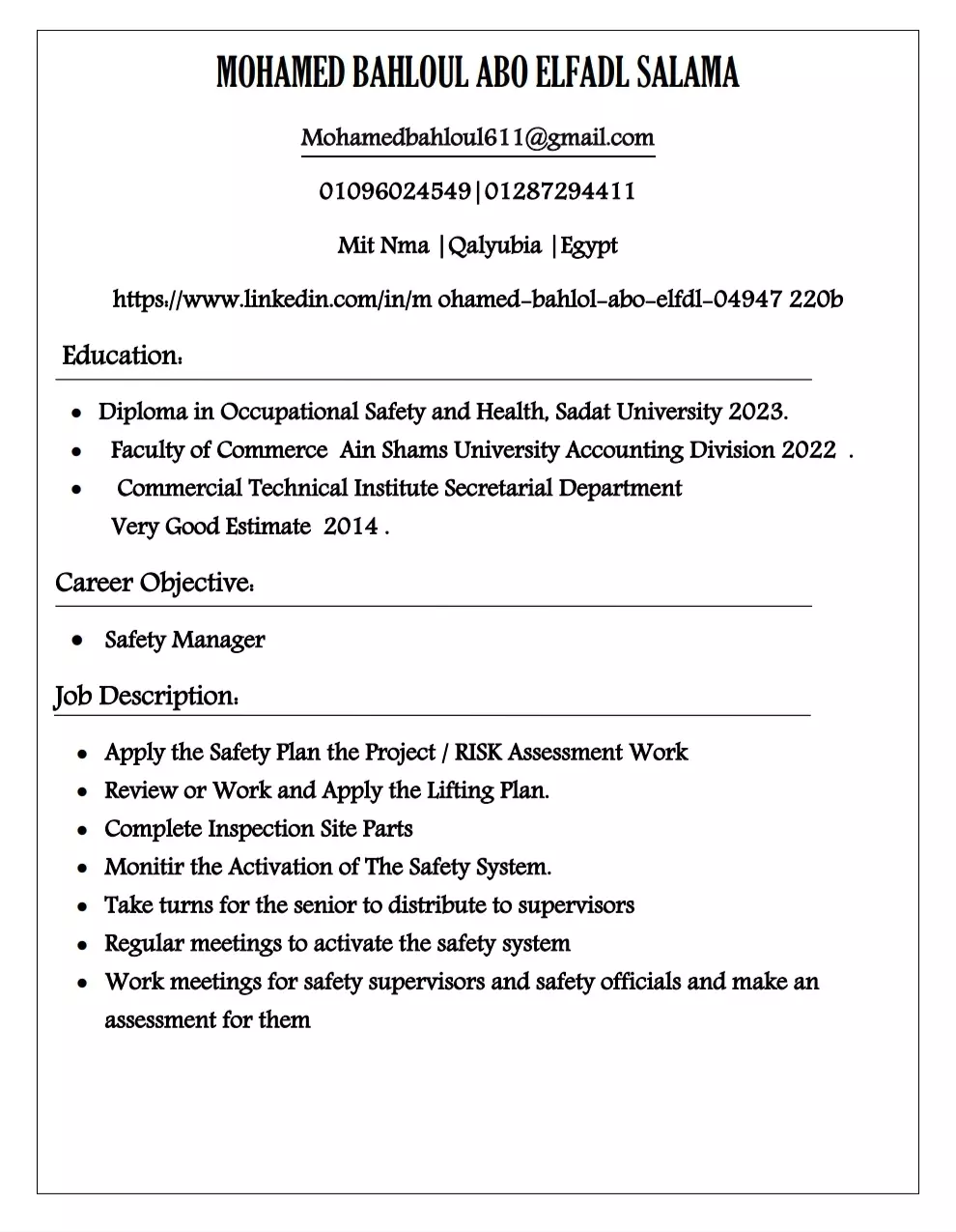 عمل سيرة ذاتية بالعربي | Make a professional CV in English