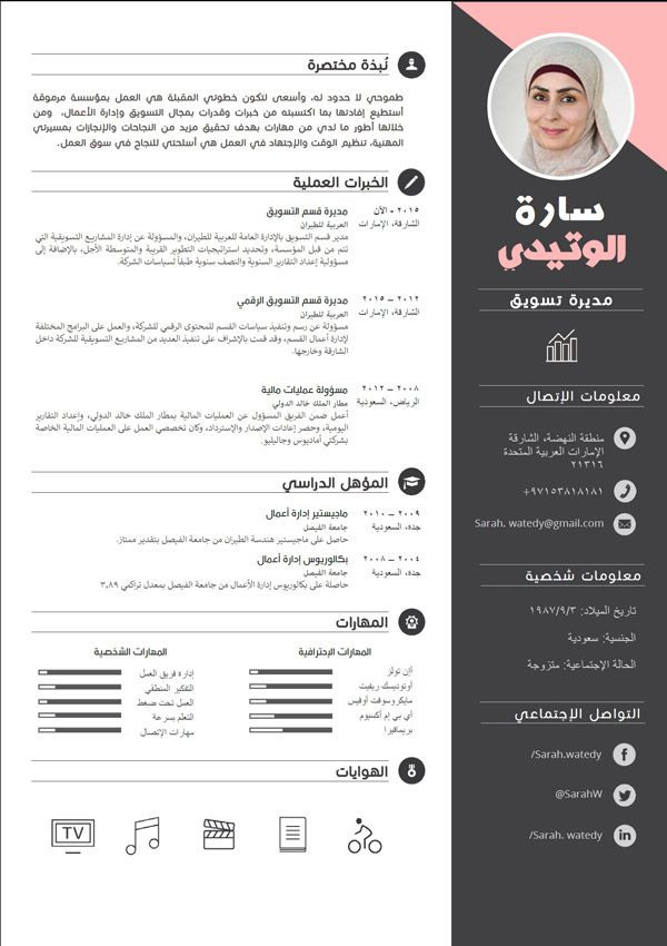 عمل 1 سيره ذاتيه بشكل احترافي  مقابل 5 دولار