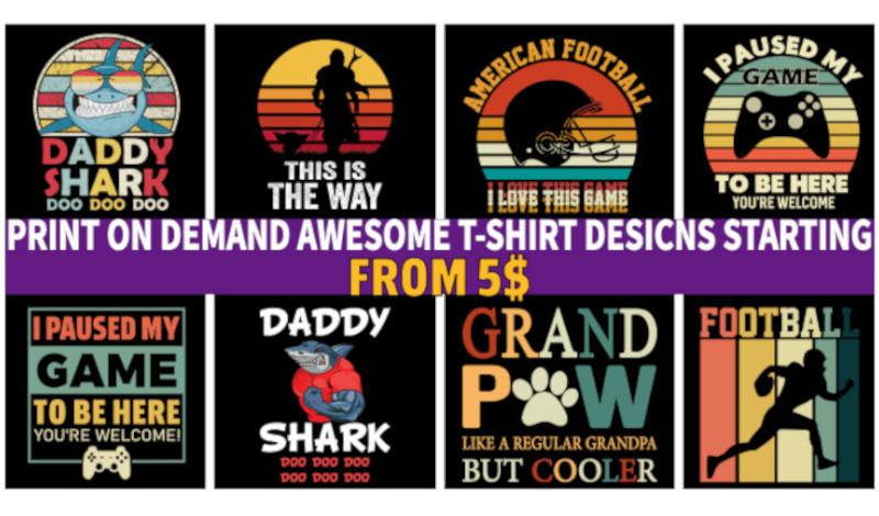 3 تصاميم تيشرت مقابل 5$