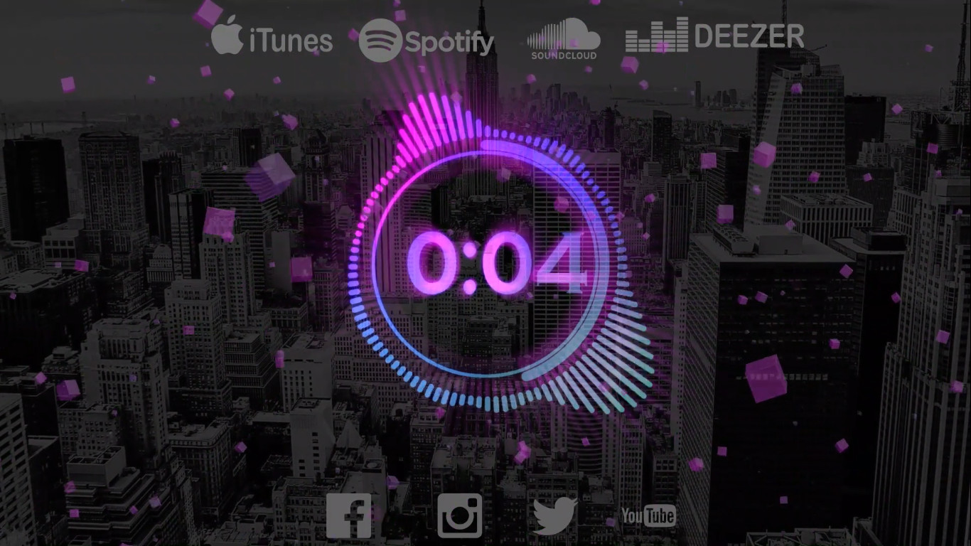 سوف اقوم بتصميم audio spectrum طيف موسيقي  مدته 300 ثانية