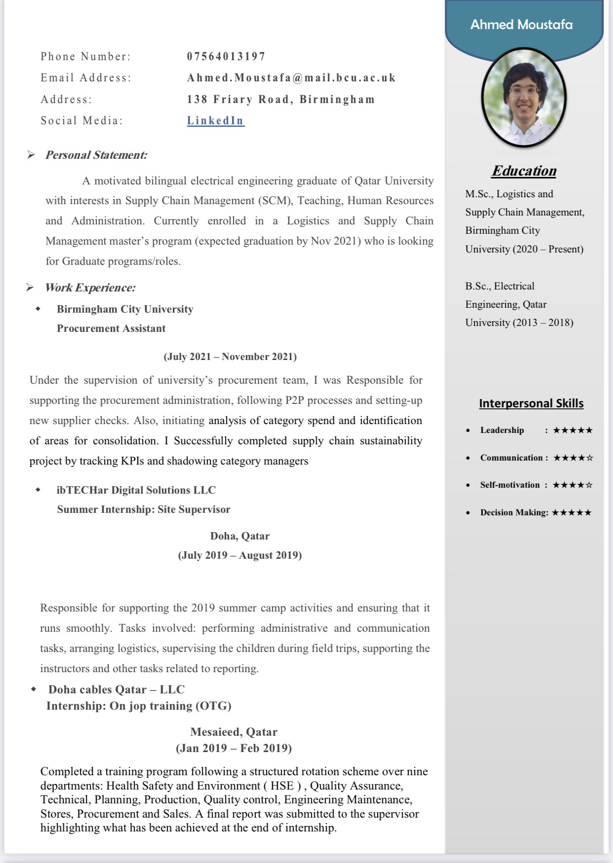 تصميم و تنفيذ Cv احترافي انجليزي او عربي