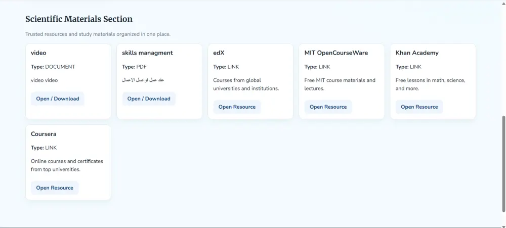 تصميم وتطوير موقع تعليمي مع لوحة تحكم Admin لإدارة المحتوى