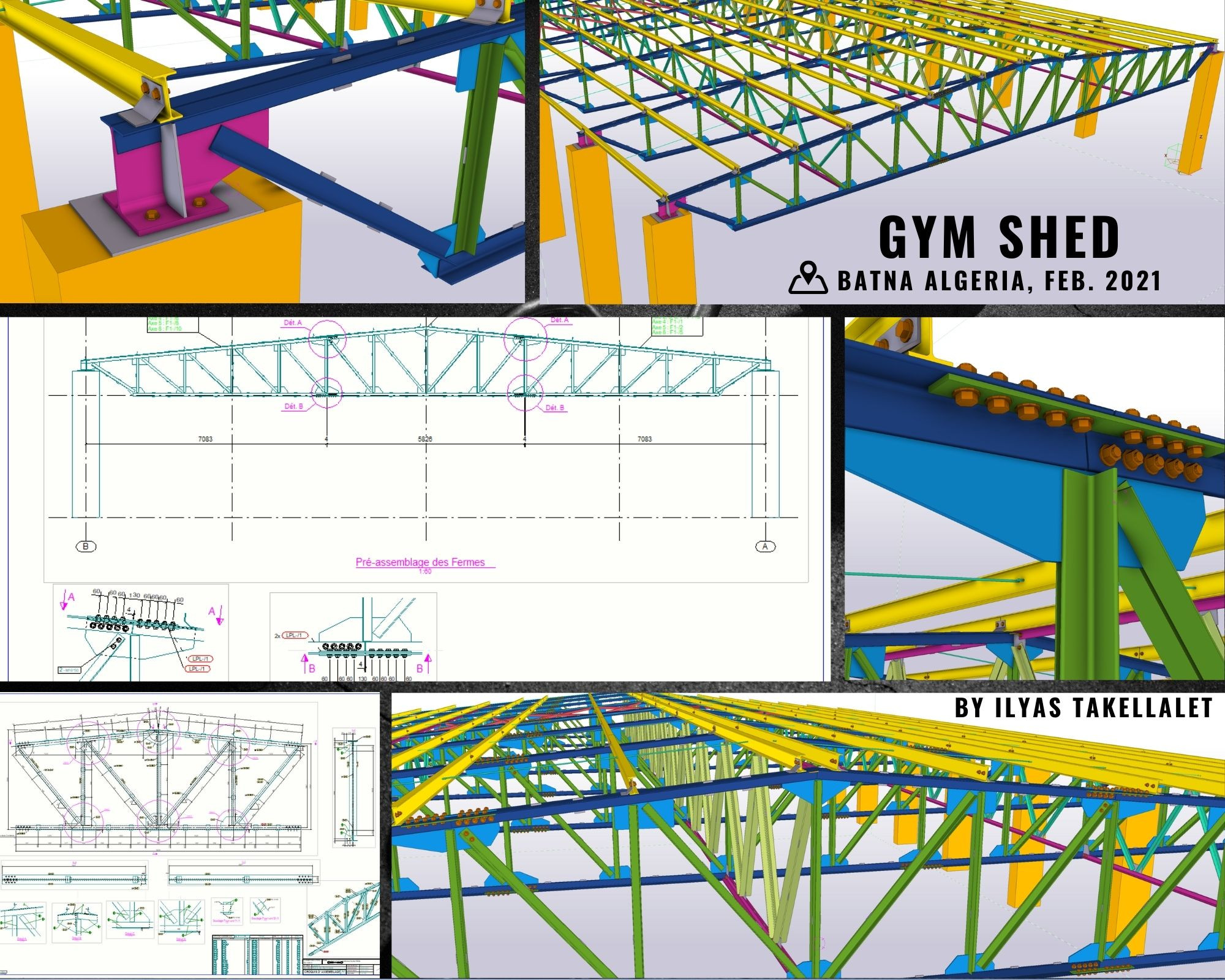 دراسة وتصميم الهياكل والمنشآت المعدنية مع جميع الرسومات