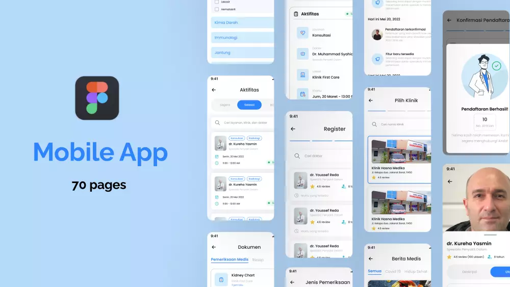 تصميم تطبيق يضم 70 صفحة مخصصة لحجز مواعيد الأطباء