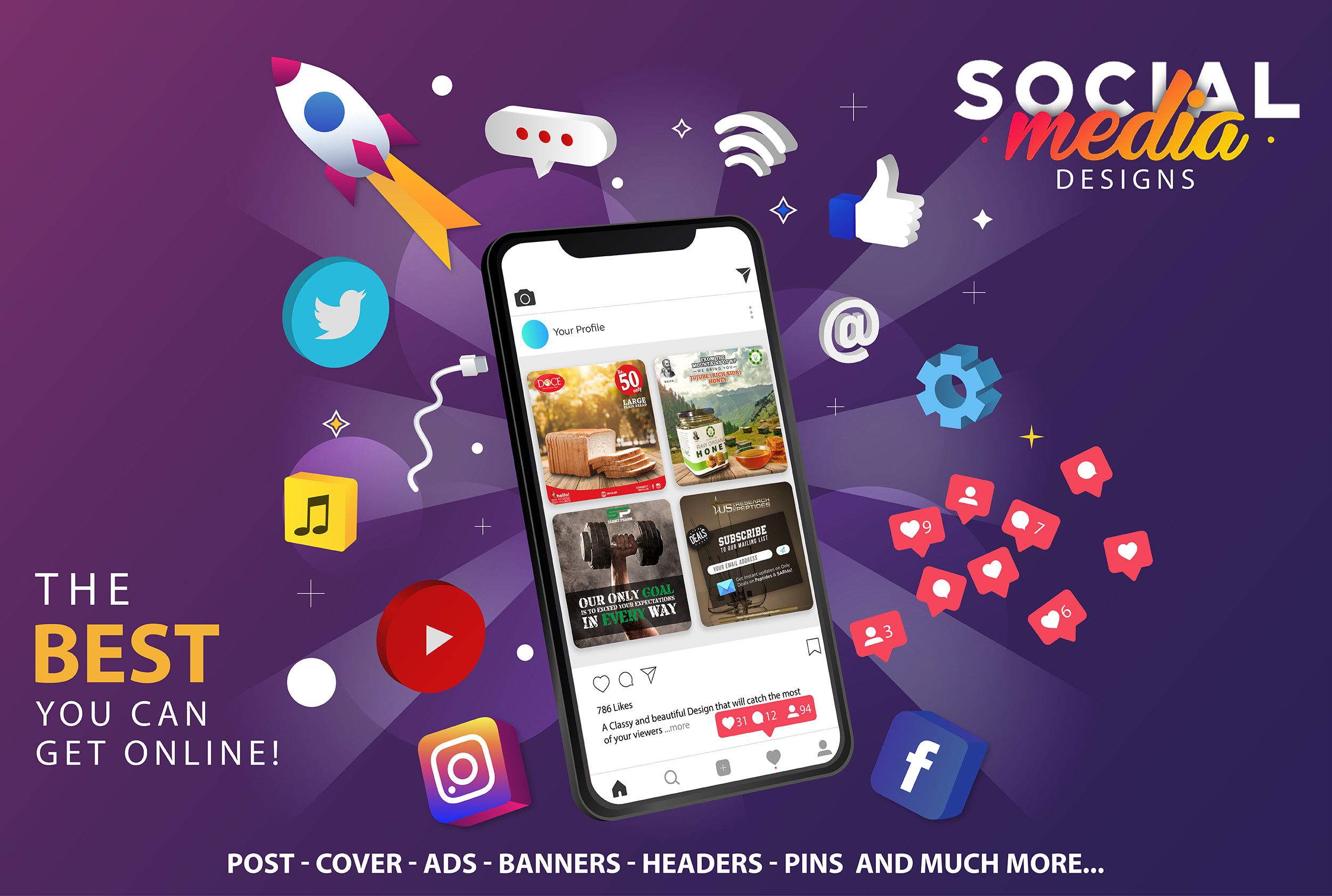 تصميم بوسترات سوشيال ميديا لجميع مواقع السوشيال ميديا