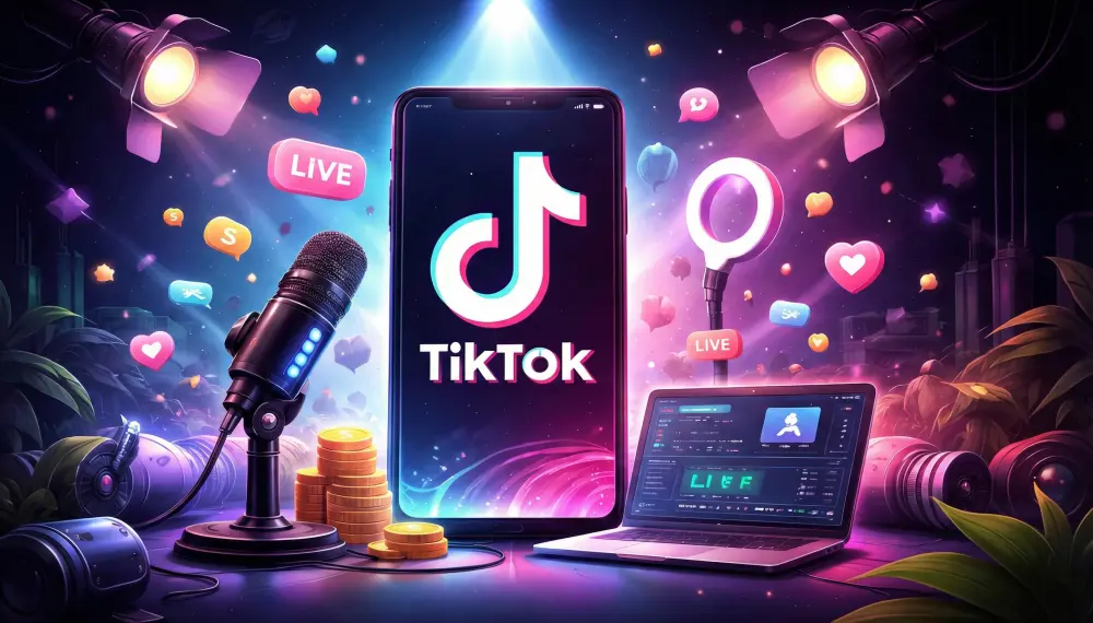 اقوم بعمل بث مباشر مشترك على التيك توك لزيادة شهرتك وانتشارك