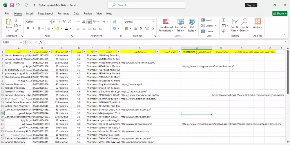 أستخراج بيانات أي منطقه من جوجل ماب