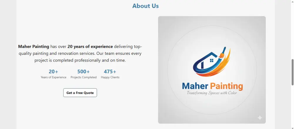 تصميم صفحة هبوط Landing Page احترافية لخدمات الطلاء والدهانات