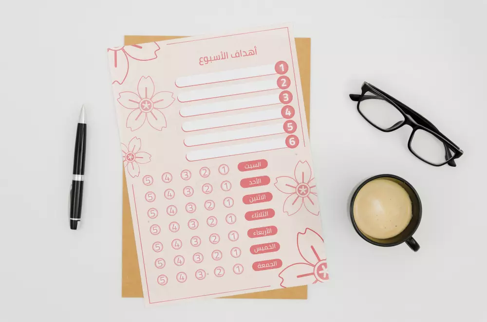 تصميم جدول تتبع عادات أو أهداف