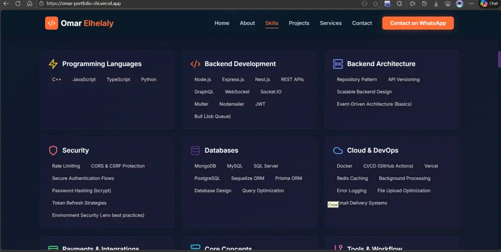 إنشاء وإدارة Portfolio احترافية مع واجهة برمجية متكاملة (API)