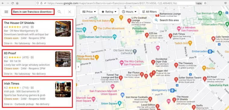 استخراج بيانات من خرائط Google
