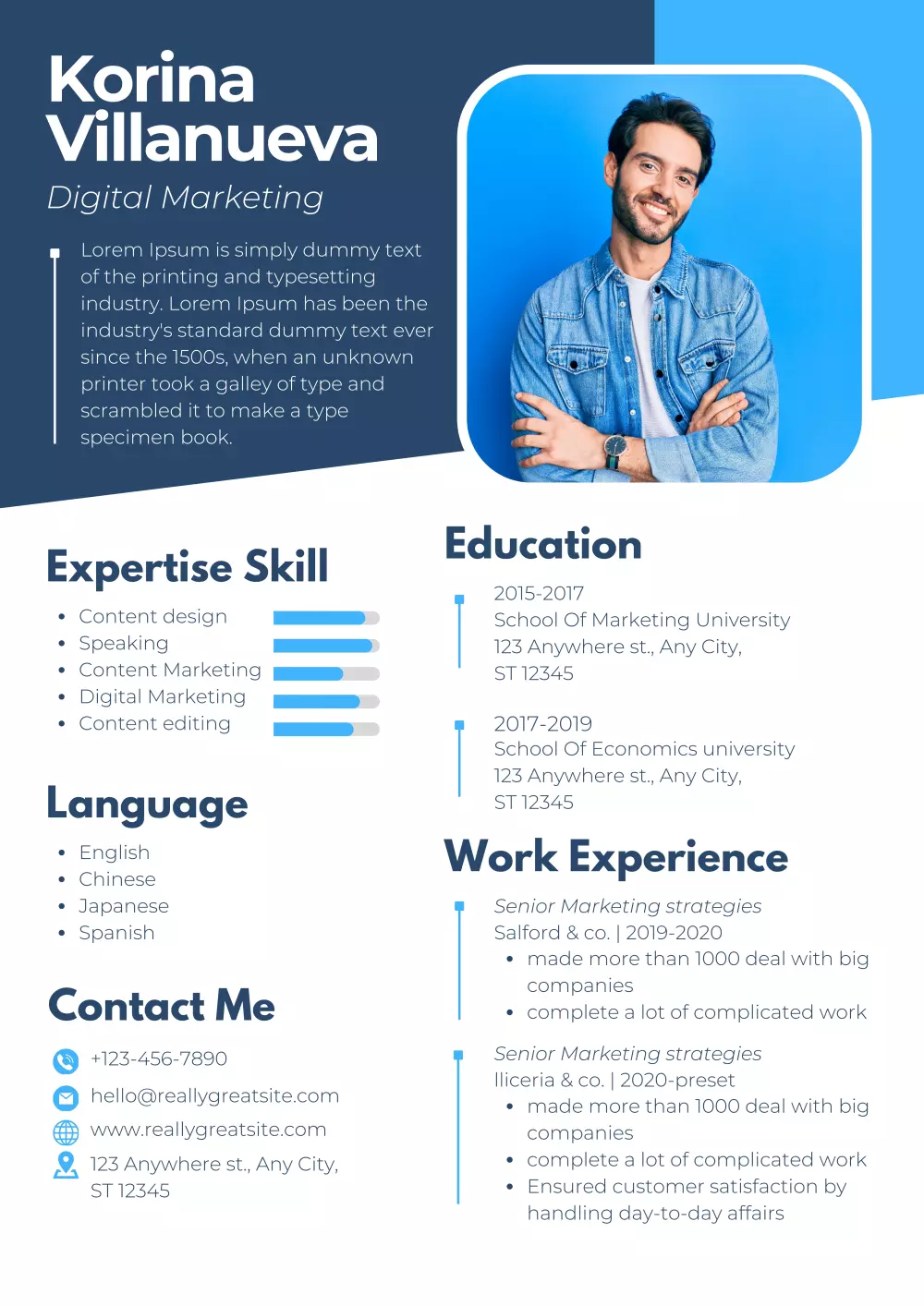 تصميم سيرة ذاتية Cv احترافية باللغتين العربية والإنجليزية