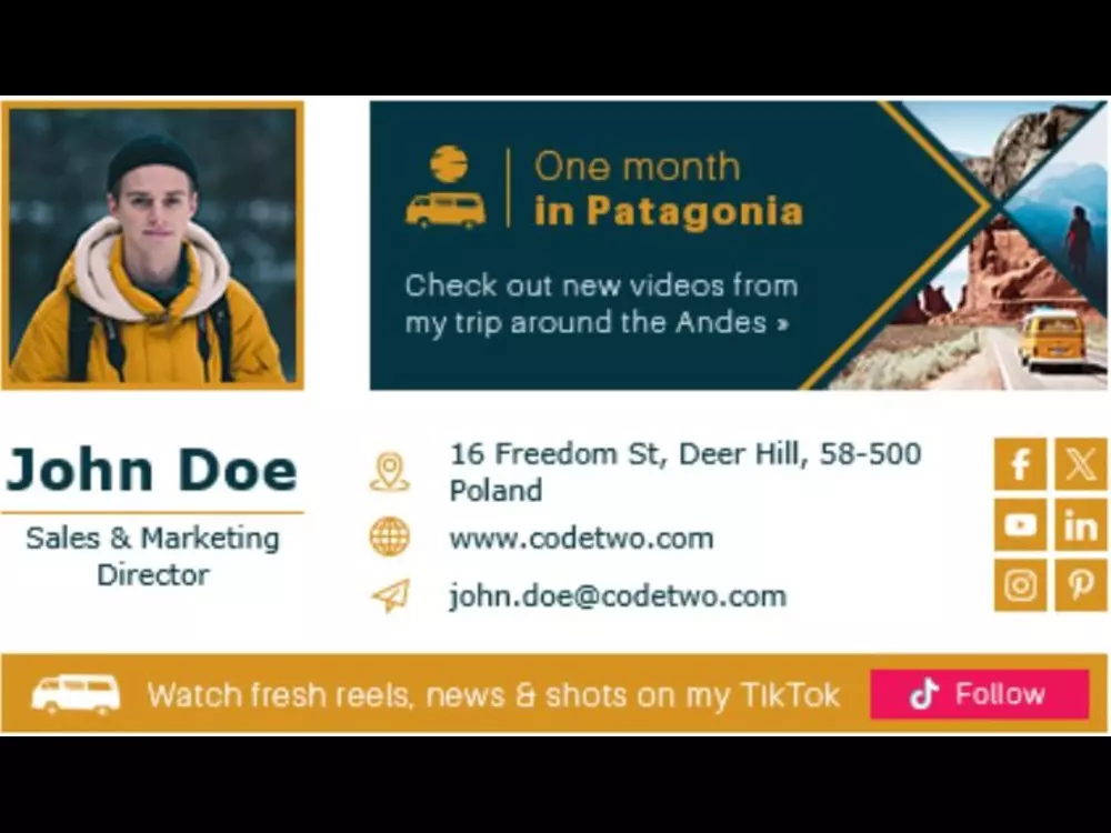 سأقوم بإنشاء توقيع بريد إلكتروني بتنسيق html قابل للنقر عليه