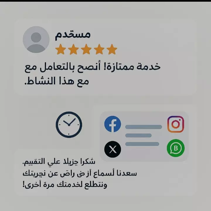 الرد على العملاء والتقييمات -  لمده 30 يوم علي جميع المنصات