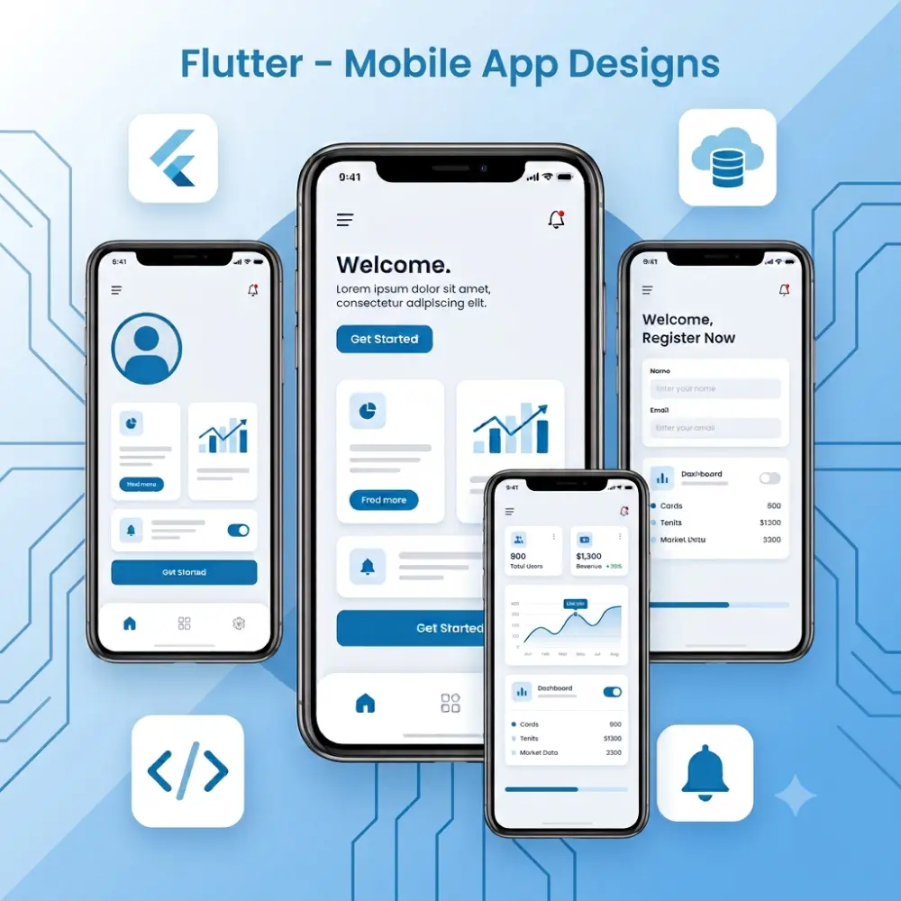 برمجة وتصميم شاشة واحدة لتطبيق موبايل باستخدام Flutter