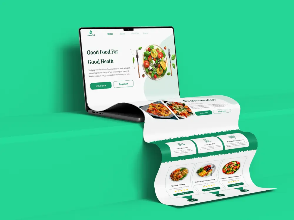 تصميم صفحة هبوط سريعة ومتجاوبة للأكل الصحي (Healthy Food)