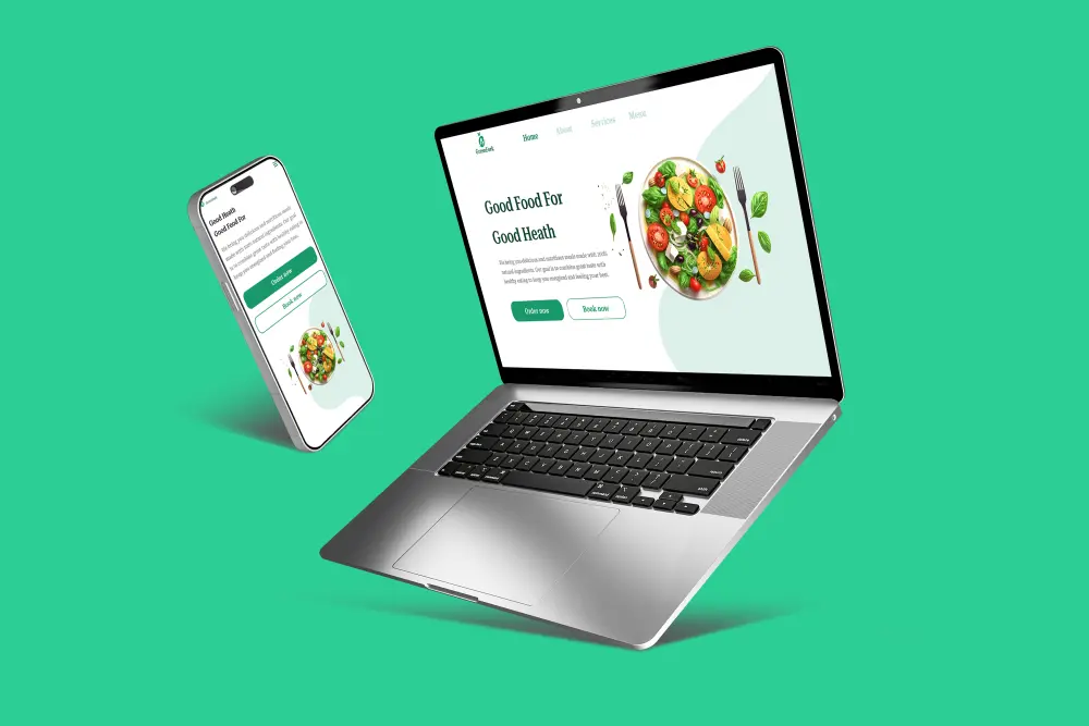 تصميم صفحة هبوط سريعة ومتجاوبة للأكل الصحي (Healthy Food)