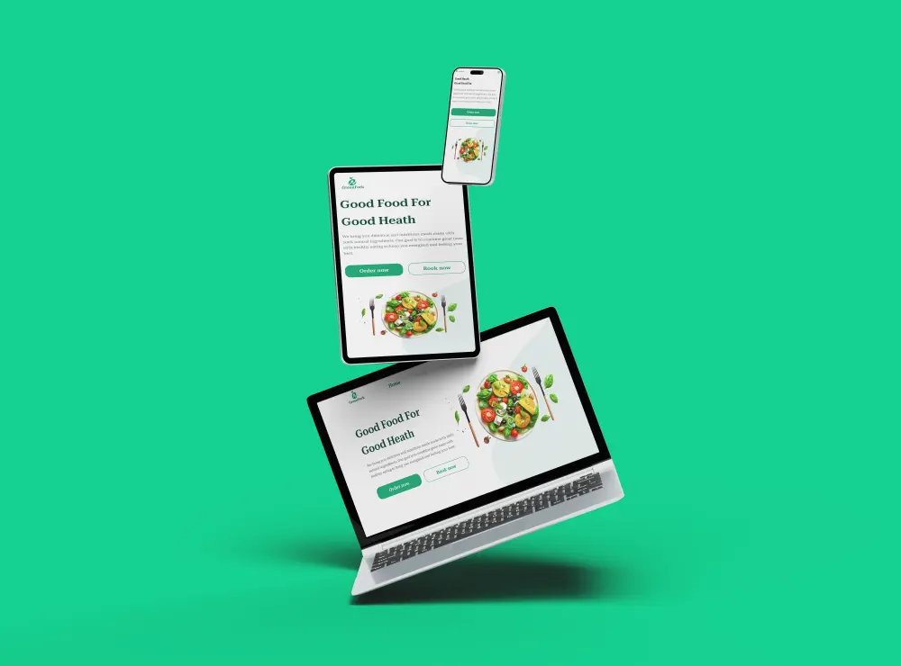 تصميم صفحة هبوط سريعة ومتجاوبة للأكل الصحي (Healthy Food)