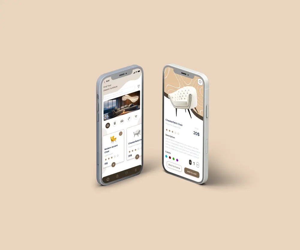 تصميم واجهة تطبيق أثاث احترافية بتجربة مستخدم عصرية  (Furniture app)