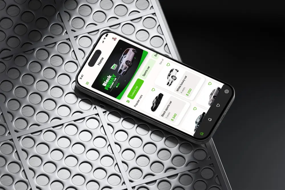 تصميم واجهة تطبيق تأجير سيارات احترافية (Car rental)