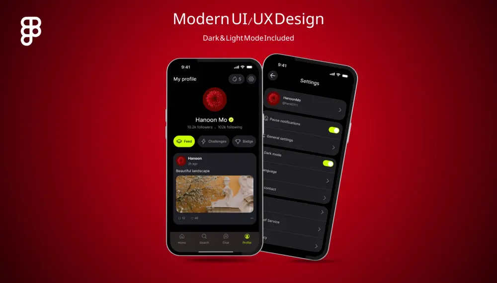 تصميم واجهة الملف الشخصي والإعدادات (UI/UX) باستخدام Figma