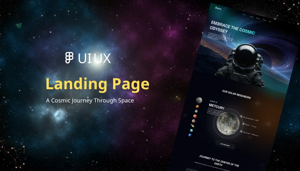 تصميم صفحة هبوط UI/UX احترافية لموقع فضاء