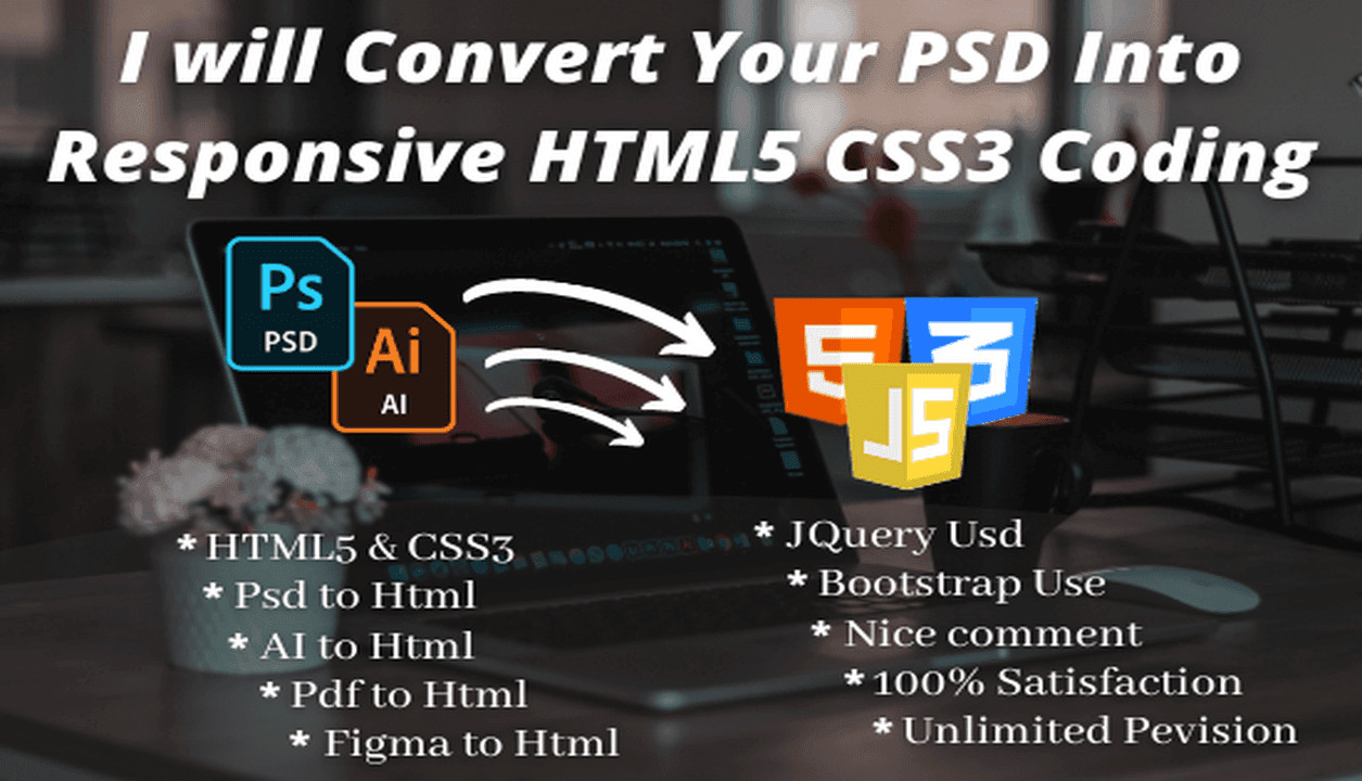 إنشاء موقع خاص بك أو لشركتك أو تحويل psd الى موقع باحترافية