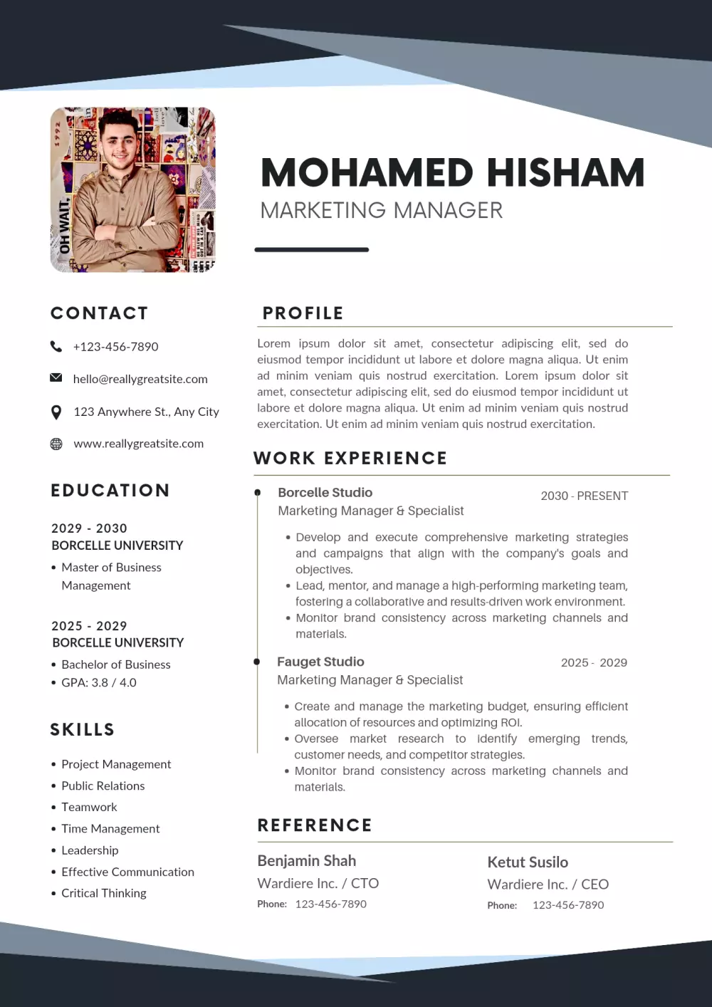 تصميم سيرة ذاتية بشكل احترافي باللغتين العربية او الانجليزية