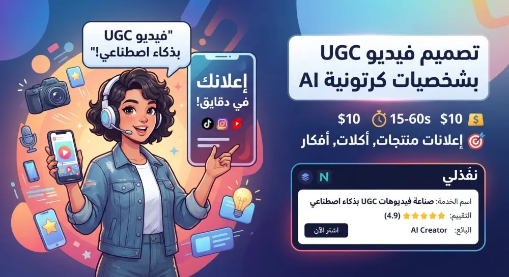 صناعة فيديوهات إعلانية UGC احترافية بذكاء اصطناعي (أفاتار واقعي)