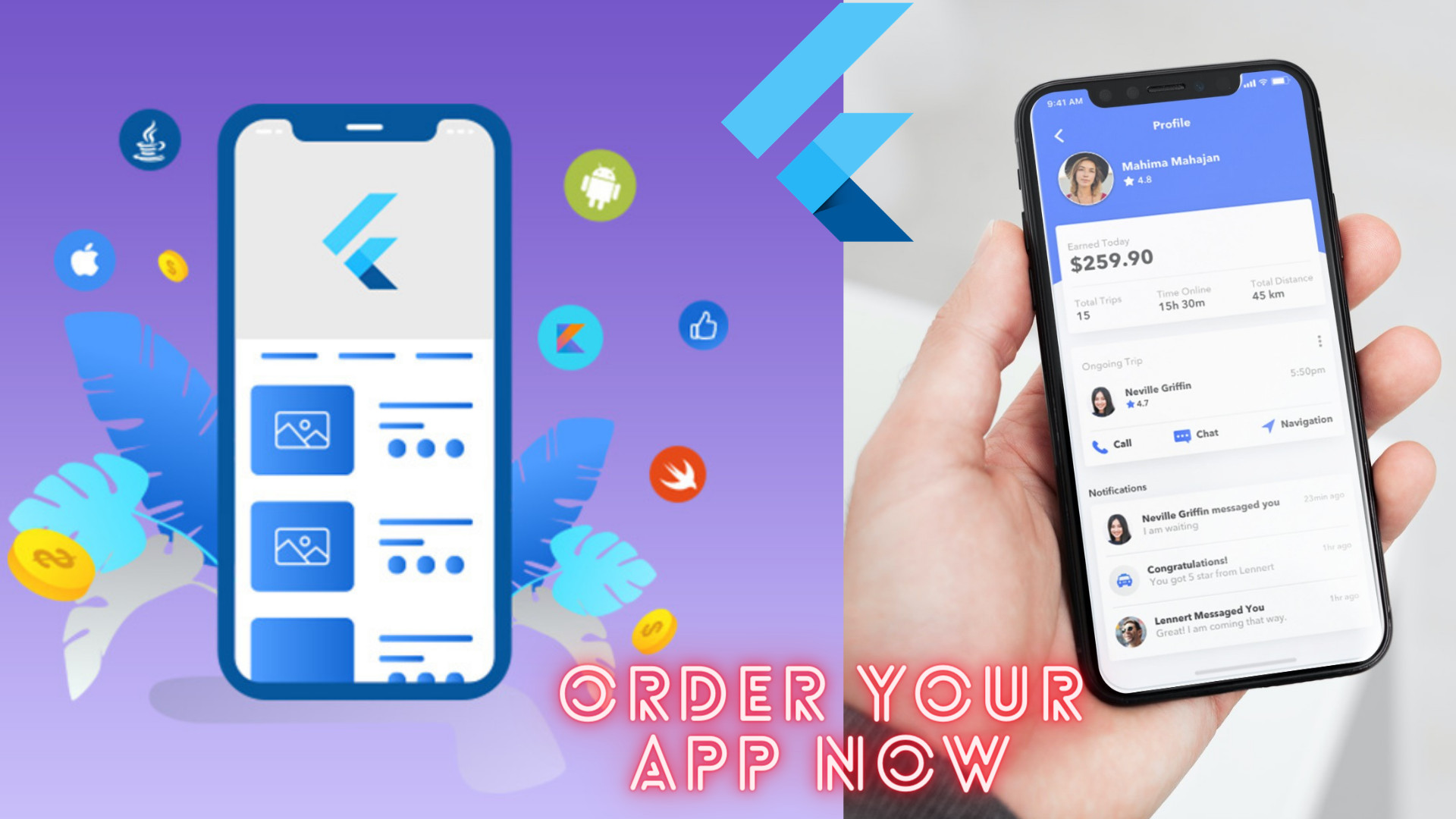 سأقوم بإنشاء تطبيق مخصص على نظامي iOS و android باستخدام Flutter