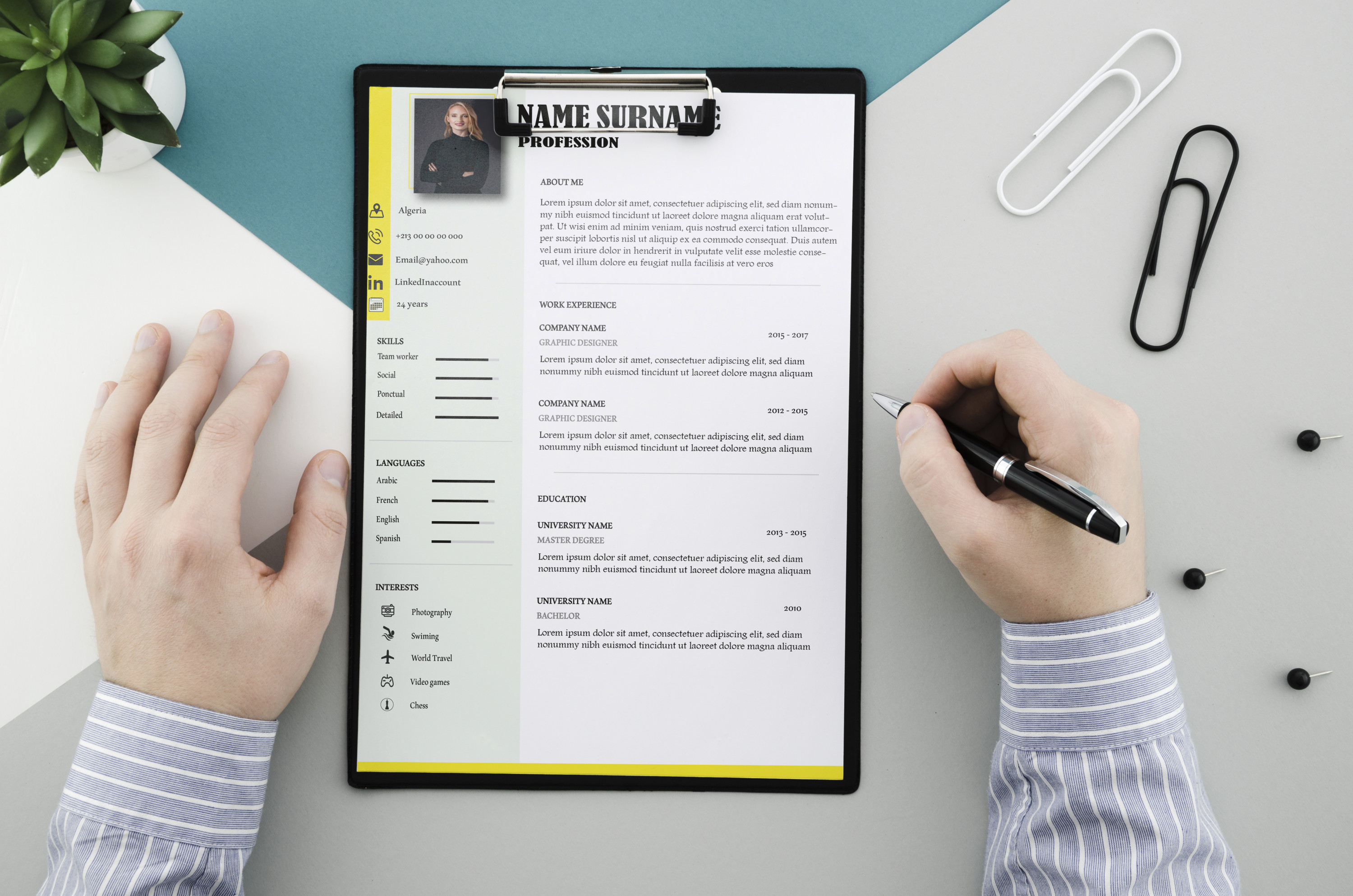 تصميم سيرة ذاتية احترافية (انجليزي - عربي - فرنسي )