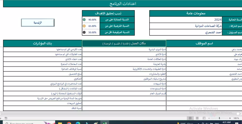 برنامج مؤشرات الاداء KPIs الاحترافي