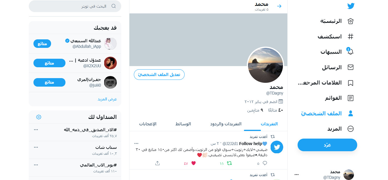 بيع حسابات تويتر قديمة الانشاء