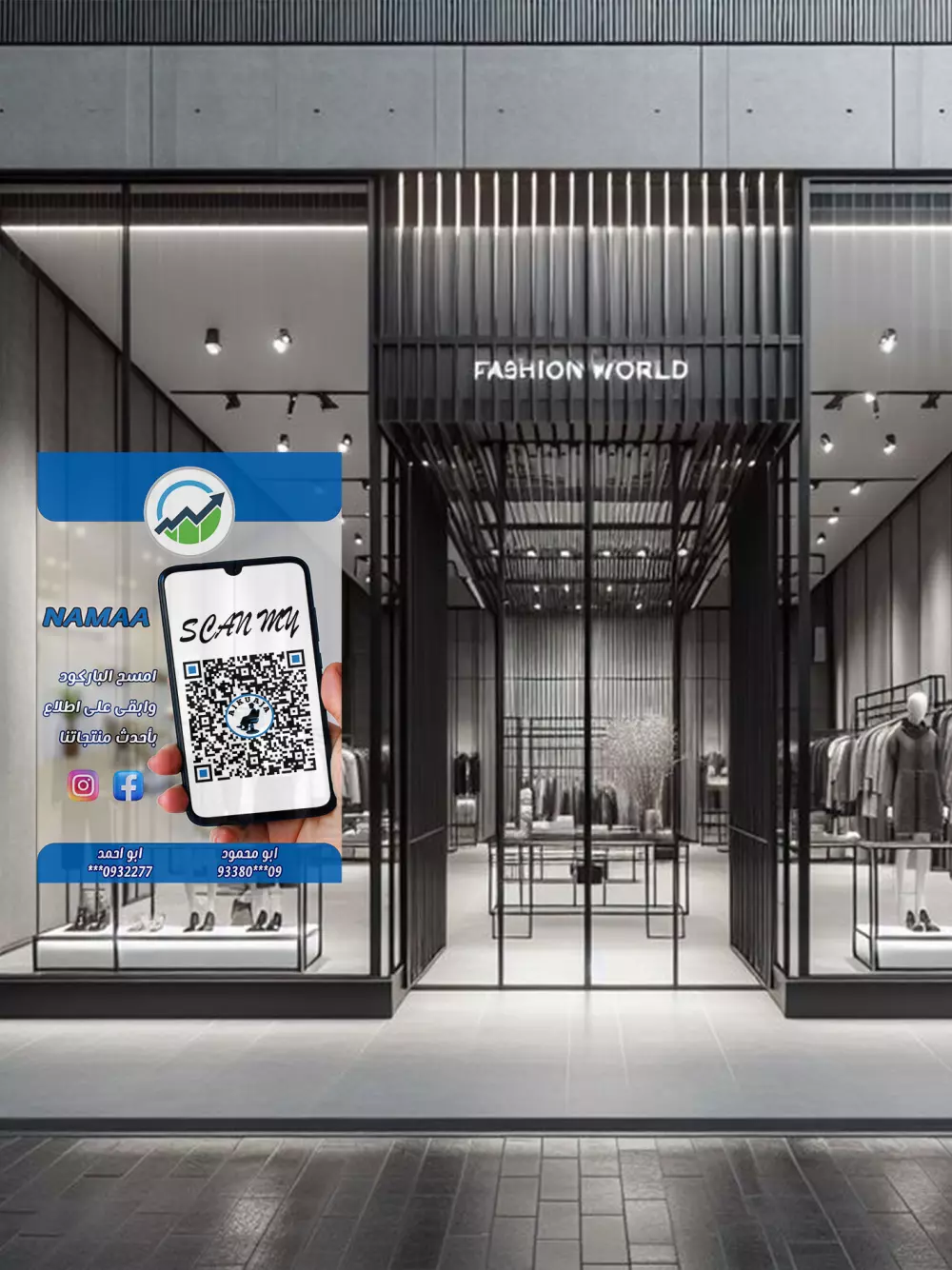 تصميم  اعلان يحوي على  رمز  QR