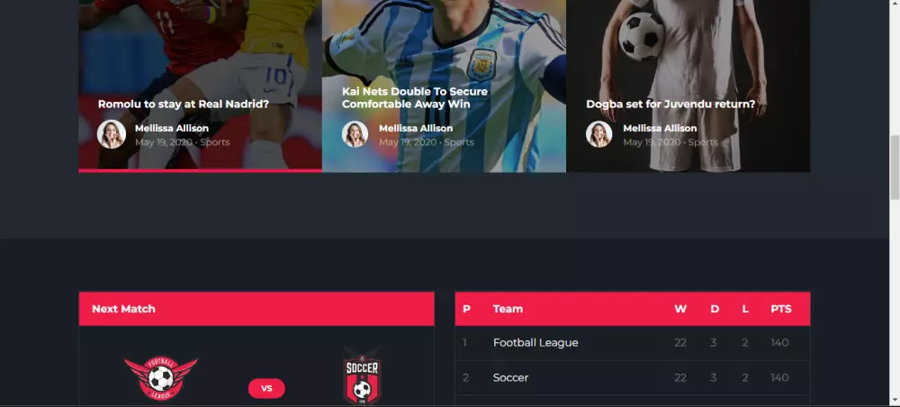 خدمة إنشاء قالب متجاوب لكرة القدم