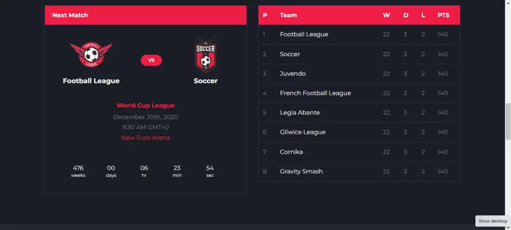 خدمة إنشاء قالب متجاوب لكرة القدم