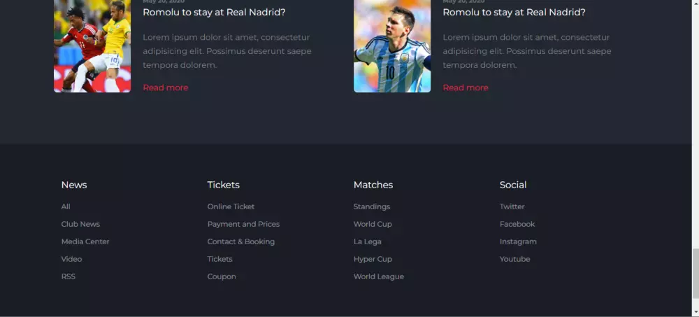 خدمة إنشاء قالب متجاوب لكرة القدم