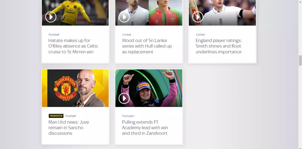 وصف قالب موقع Sky Sports