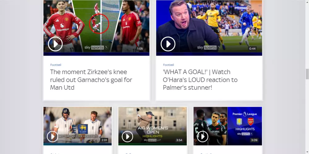 وصف قالب موقع Sky Sports