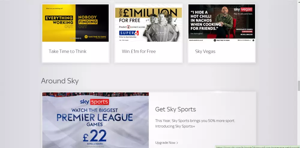 وصف قالب موقع Sky Sports