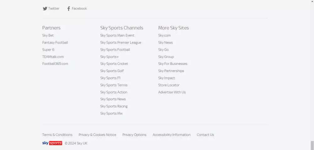 وصف قالب موقع Sky Sports