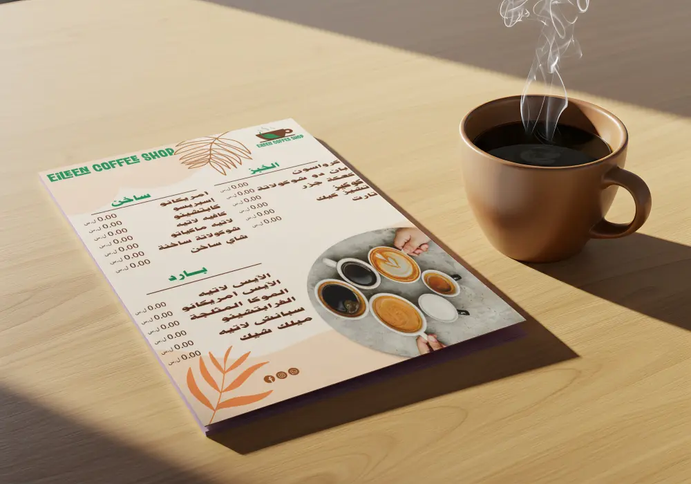 تصميم منيو (Menu) احترافي يعكس هوية مطعمك ويظهر أطباقك بطريقة منظمة وجذابة وتناسب الطباعة أو النشر الرقمي