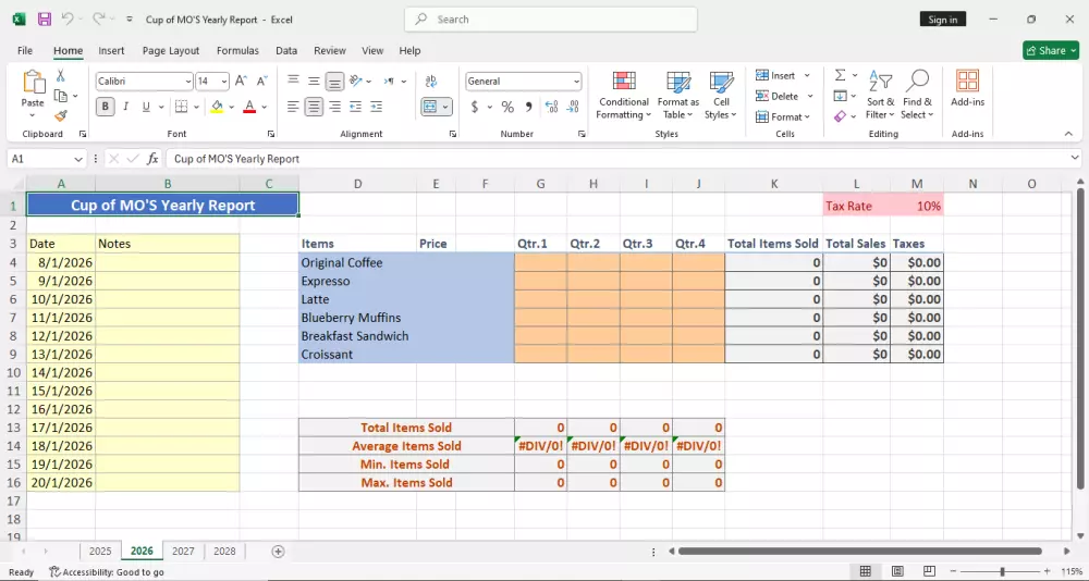 Cup of MO’S Coffee – Yearly Sales Report 2025 (تقرير سنوي لمعرفة المبيعات )