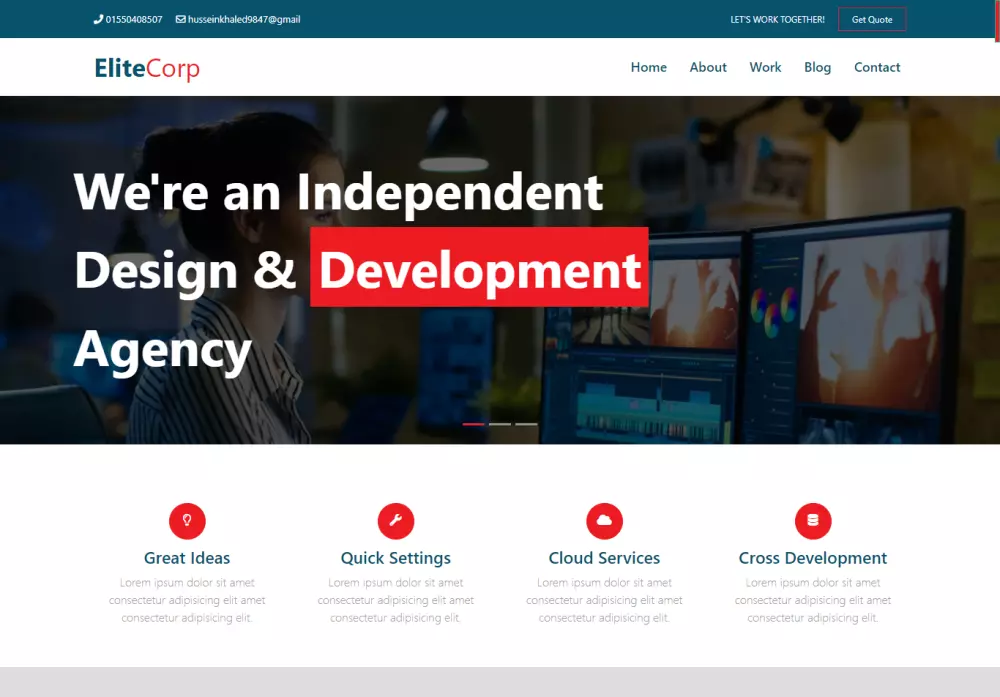 تحويل تصميم PSD او XD  الي صفحة ويب باستخدام html5, CSS3, jQuery, Bootstrap,React