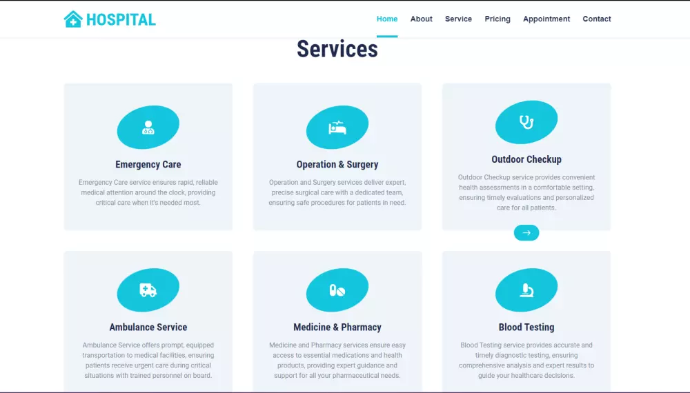 تنفيذ موقع ويب للرعاية والخدمات الصحية